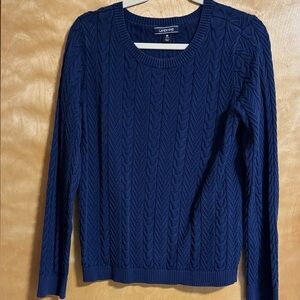 Lands' End Women's Navy Cable Knit Sweater